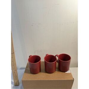 3 Pier 1 one ribbed mugs Japan burgundy‎ replacement